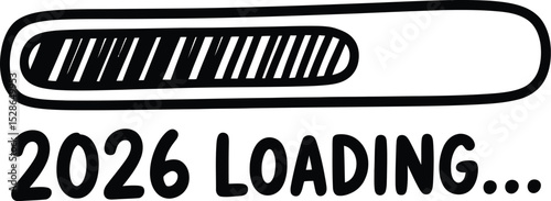 Humorous illustration of 2026 loading a progress bar concept for future years