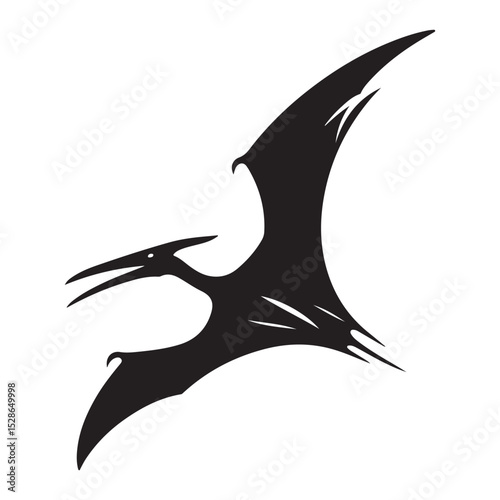 Dynamic Pterodactyl Dinosaur Silhouette Vector