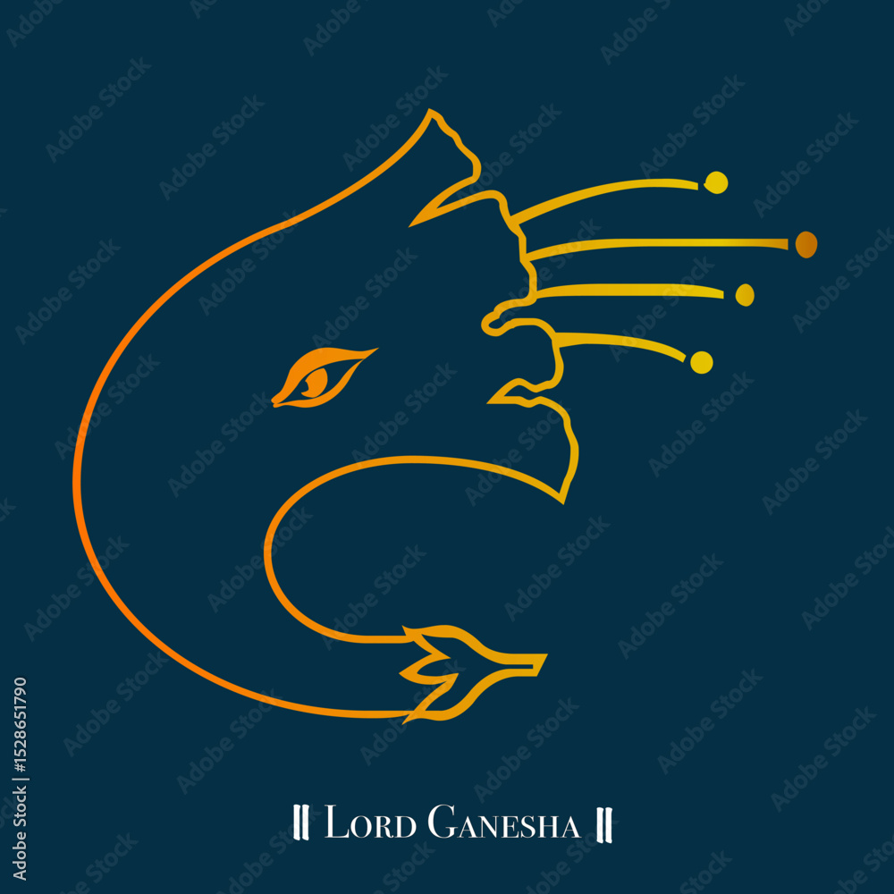 Fototapeta premium Lord Ganesha Vector image, Shree Ganesh ji, Hindu Lord Ganesha artwork, Ganesh Chaturthi festival of India, Lord Ganesha, Abstract, isolated, Religion, hindu, lord ganesha, 