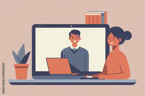 Remote Collaboration Virtual Meeting and Online Teamwork Illustration