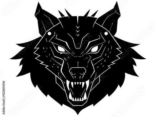 Cybernetic wolf head aggressive design vector art
