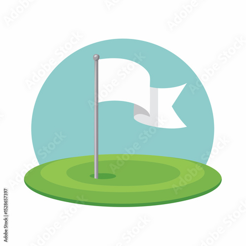 White Flag on Green Golf Course A Simple Illustration