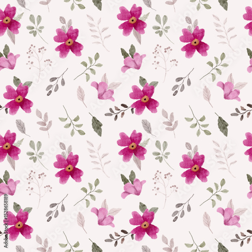 pink floral watercolor seamless pattern