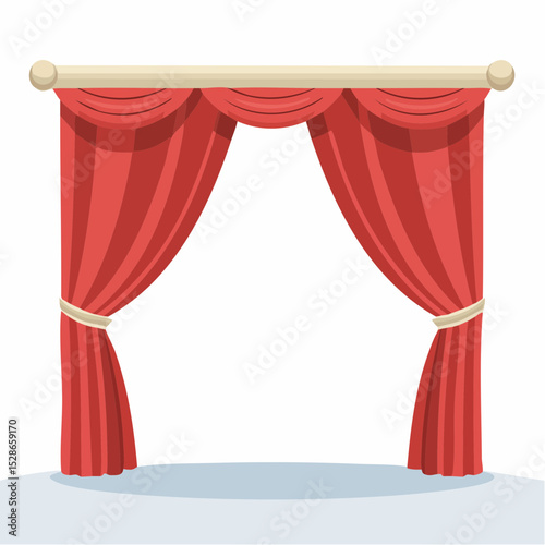 Red Stage Curtains Elegant Theater Drapes Illustration