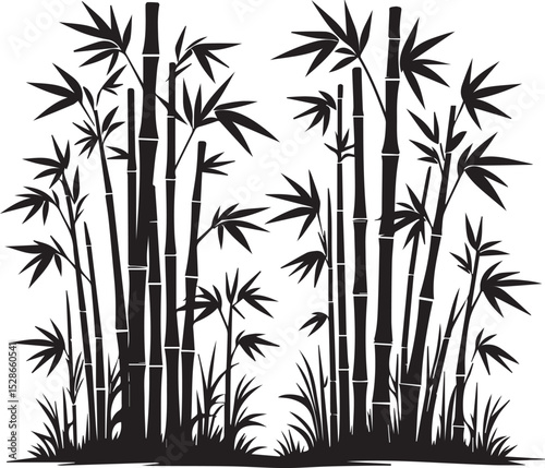 bamboo vector illustration, bamboo logo, bamboo silhouette vector isolated on white background