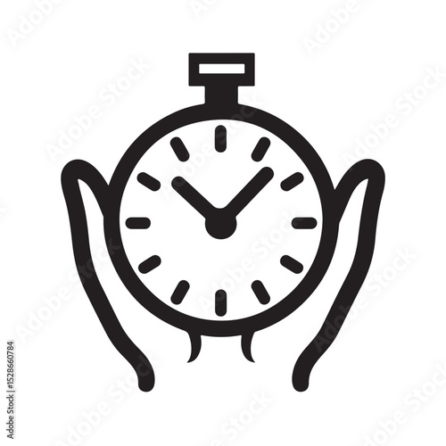 Silhouette of Stopwatch, Vintage Alarm Clock Ringing