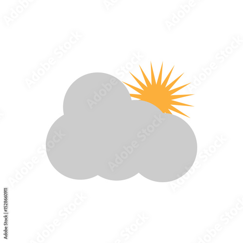 cloud and sun logo icon illustration flat