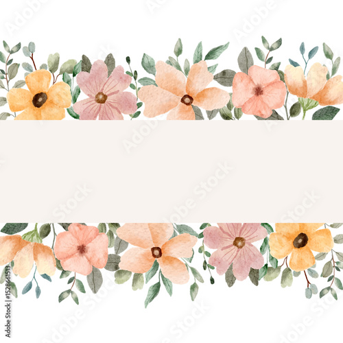 pink yellow floral watercolor frame