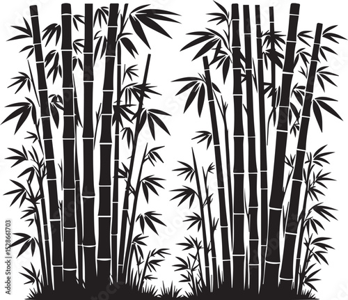 bamboo vector illustration, bamboo logo, bamboo silhouette vector isolated on white background