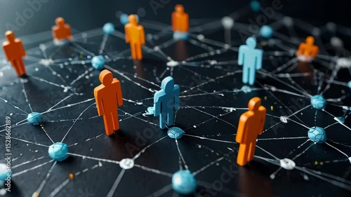 Network connecting people, growing connections, social media visualization