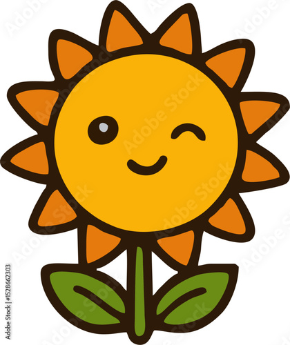 smiling sunflower illustration