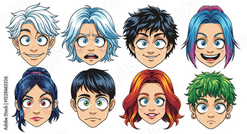 Various Cartoon Characters Expressions and Hairstyle Changes