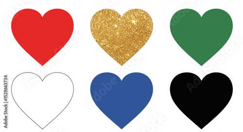 Variety of Heart Shapes and Color Palette