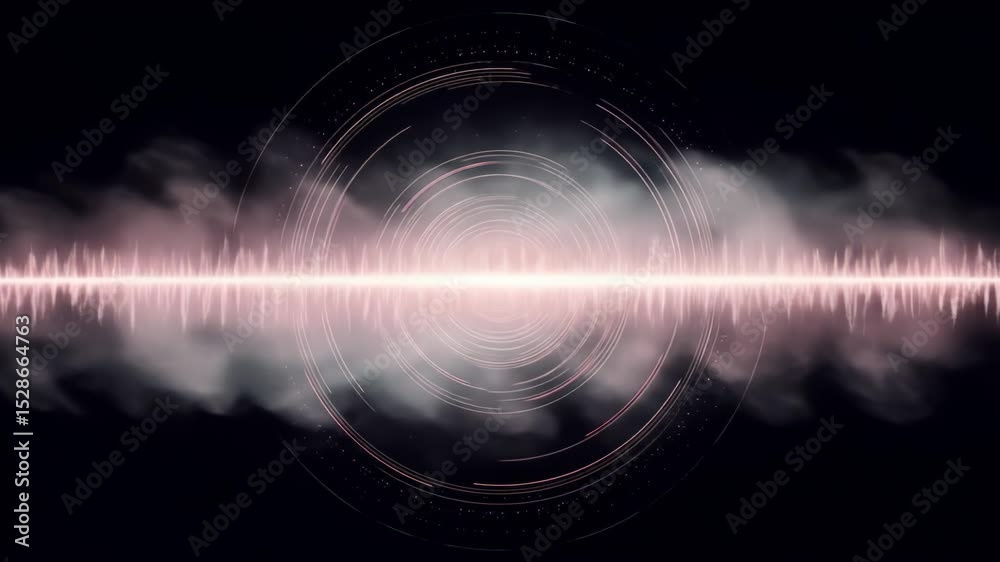 Ethereal sound wave amidst circular forms
