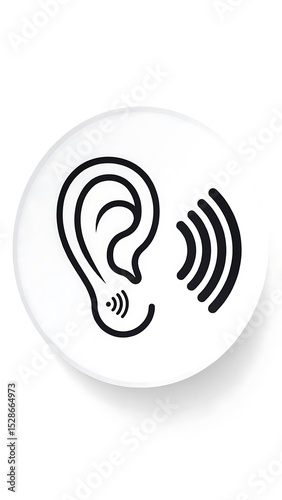 Ear hearing sound waves audio icon symbol