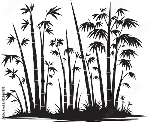 bamboo vector illustration, bamboo logo, bamboo silhouette vector isolated on white background