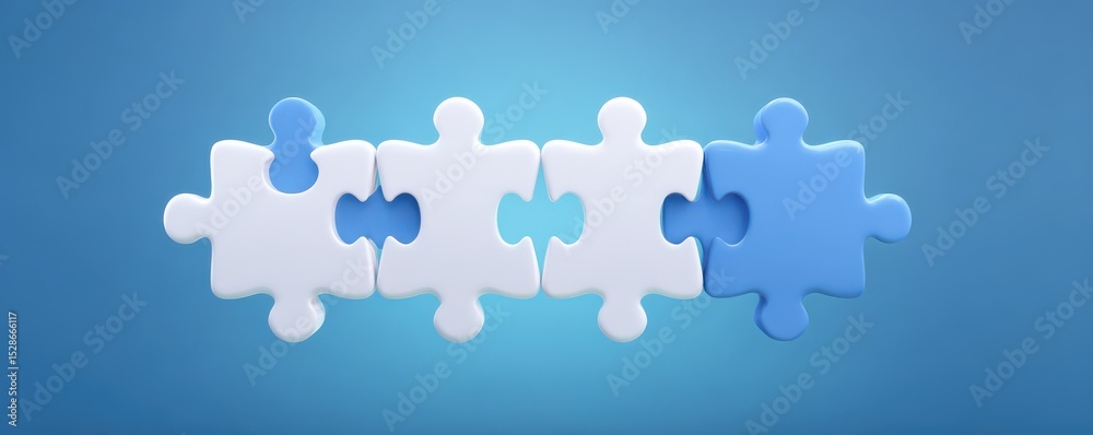 Naklejka premium Colorful Puzzle Pieces on a Blue Background Representing Problem Solving and Teamwork Concepts in a Creative Way