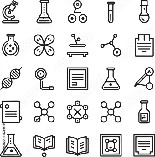 Science Lab Line Icons Pack Vector