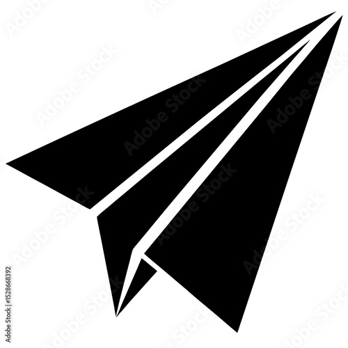 Black paper airplane icon flight travel design