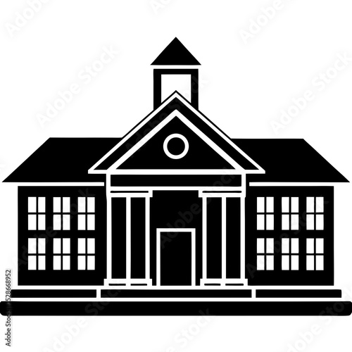 Classic school building black silhouette icon