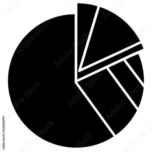 Simple black and white pie chart graphic