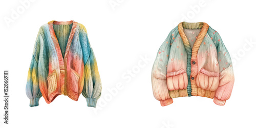 cardigan watercolor vector illustration