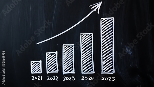 Chalkboard Growth Chart Visualizing Progress from 2021 to 2025
