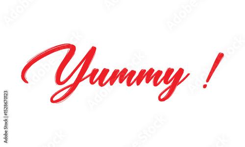 Yummy! hand drawn lettering composition for cafe menu, restaurant, shop and market. the word yummy modern lettering for logo, sticker, badge. vector illustration. EPS 20 .