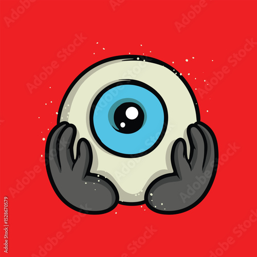 Eye Holding Jaw cartoon vector illustration