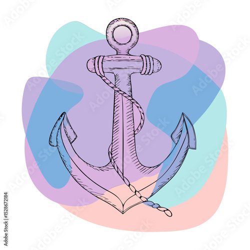 stylized anchor with a chain, featuring pastel color overlays. Ideal for websites and blogs related to nautical themes, travel, stability, marine life, and coastal living.