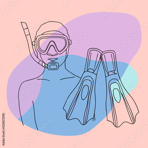 This image features a person with a snorkel mask and fins, perfect for websites and blogs about snorkeling, diving, summer sports, beach holidays, and water adventures.

