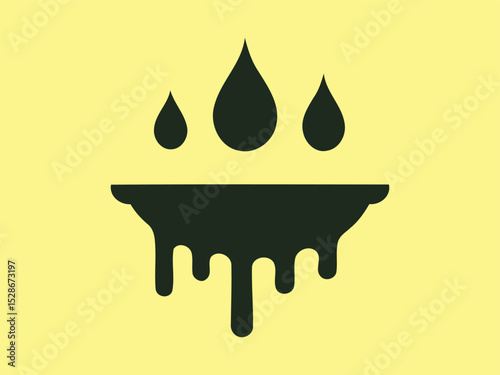 Minimalist Silhouette Water Drop Liquid Dripping Fluid Symbol Graphic Element