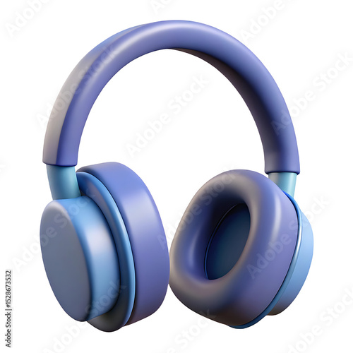 Blue headphones 3d render isolated on transparent background