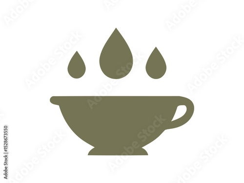 Simple Silhouette Bowl with Three Falling Drops Illustration Icon