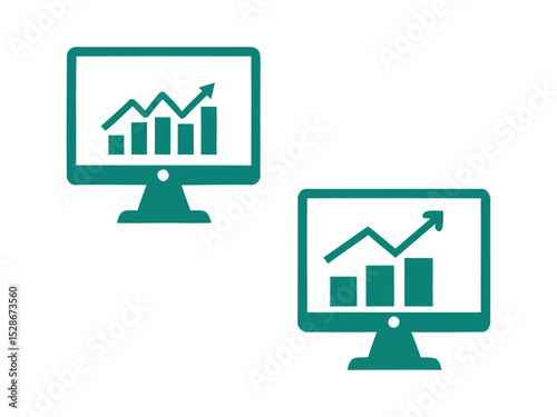 Minimalist Flat Growth Chart on Screen Display Monitor Isolated Illustration
