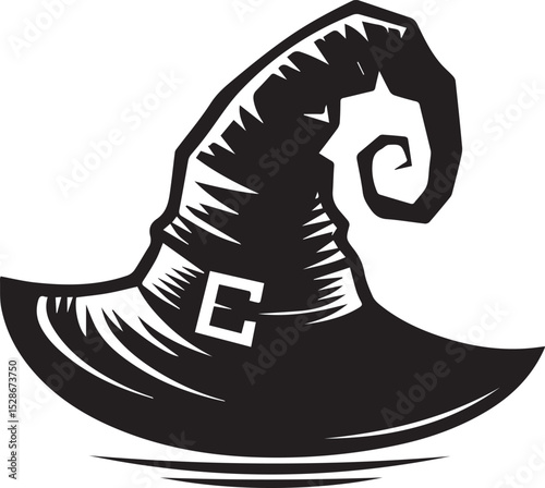 halloween hat illustration, halloween hat silhouette vector isolated on white background