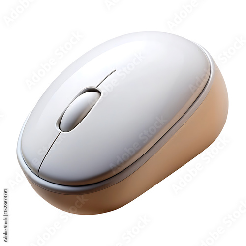 White wireless computer mouse isolated on transparent background