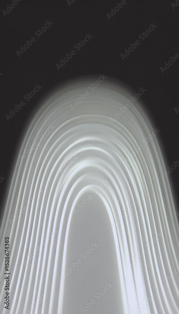 Naklejka premium Abstract, layered, light grey arches on a dark background