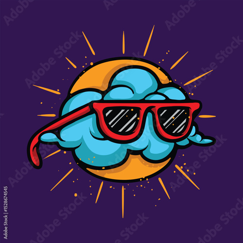 Funky summer weather character cartoon vector illustration