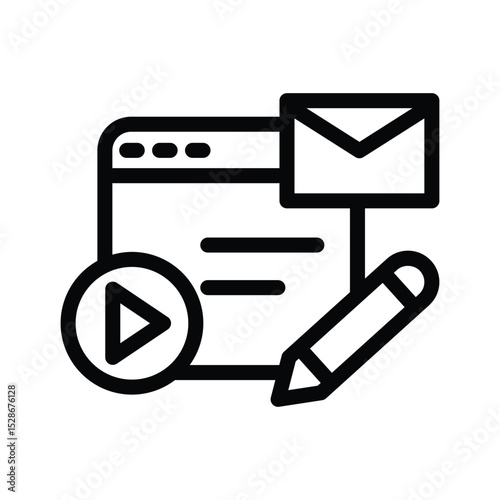 12 content creation line icon illustration vector graphic.eps