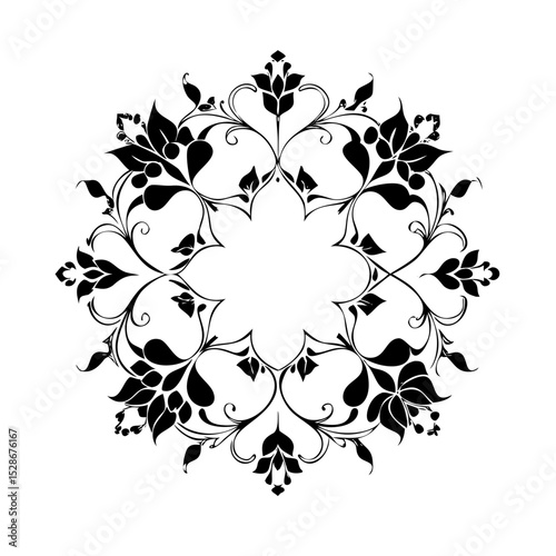 Stylized floral drawing, traditional Ottoman Turkish art, Iznik style decorative design element. Tazhib Eslimi Art Iranian Text Box Floral Vector. Turkish Ottoman style ornamental.
