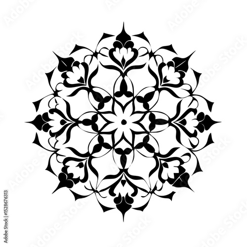 Stylized floral drawing, traditional Ottoman Turkish art, Iznik style decorative design element. Tazhib Eslimi Art Iranian Text Box Floral Vector. Turkish Ottoman style ornamental.
