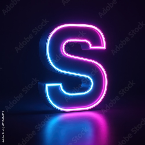 Wallpaper Mural Glowing Neon Pink and Blue Letter S on Dark Background Torontodigital.ca