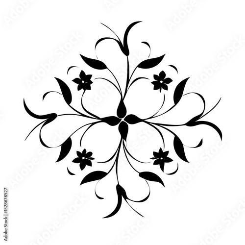 Stylized floral drawing, traditional Ottoman Turkish art, Iznik style decorative design element. Tazhib Eslimi Art Iranian Text Box Floral Vector. Turkish Ottoman style ornamental.
