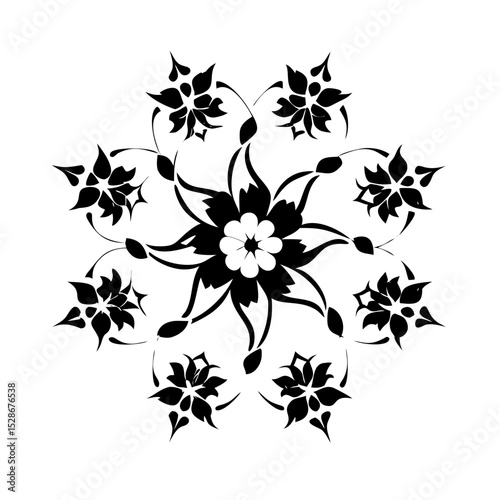 Stylized floral drawing, traditional Ottoman Turkish art, Iznik style decorative design element. Tazhib Eslimi Art Iranian Text Box Floral Vector. Turkish Ottoman style ornamental.
