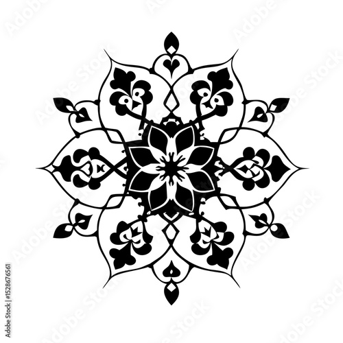 Stylized floral drawing, traditional Ottoman Turkish art, Iznik style decorative design element. Tazhib Eslimi Art Iranian Text Box Floral Vector. Turkish Ottoman style ornamental.
