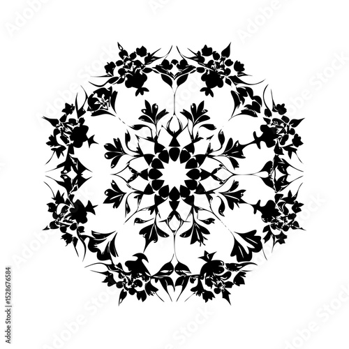 Stylized floral drawing, traditional Ottoman Turkish art, Iznik style decorative design element. Tazhib Eslimi Art Iranian Text Box Floral Vector. Turkish Ottoman style ornamental.
