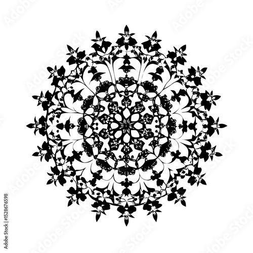 Stylized floral drawing, traditional Ottoman Turkish art, Iznik style decorative design element. Tazhib Eslimi Art Iranian Text Box Floral Vector. Turkish Ottoman style ornamental.
