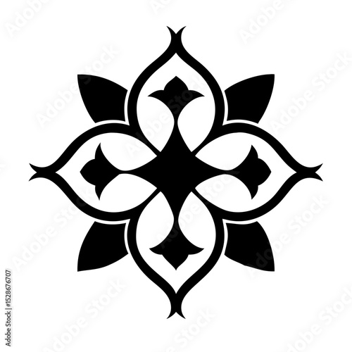 Stylized floral drawing, traditional Ottoman Turkish art, Iznik style decorative design element. Tazhib Eslimi Art Iranian Text Box Floral Vector. Turkish Ottoman style ornamental.
