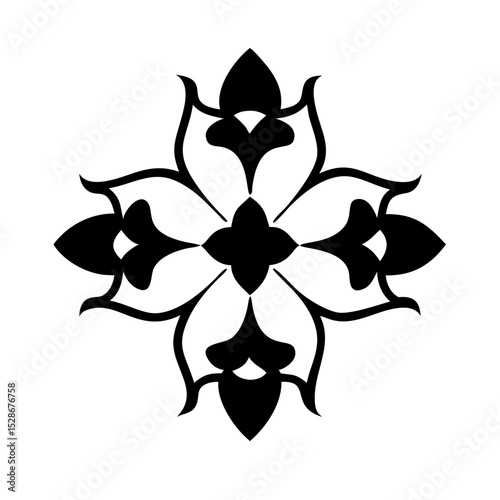 Stylized floral drawing, traditional Ottoman Turkish art, Iznik style decorative design element. Tazhib Eslimi Art Iranian Text Box Floral Vector. Turkish Ottoman style ornamental.
